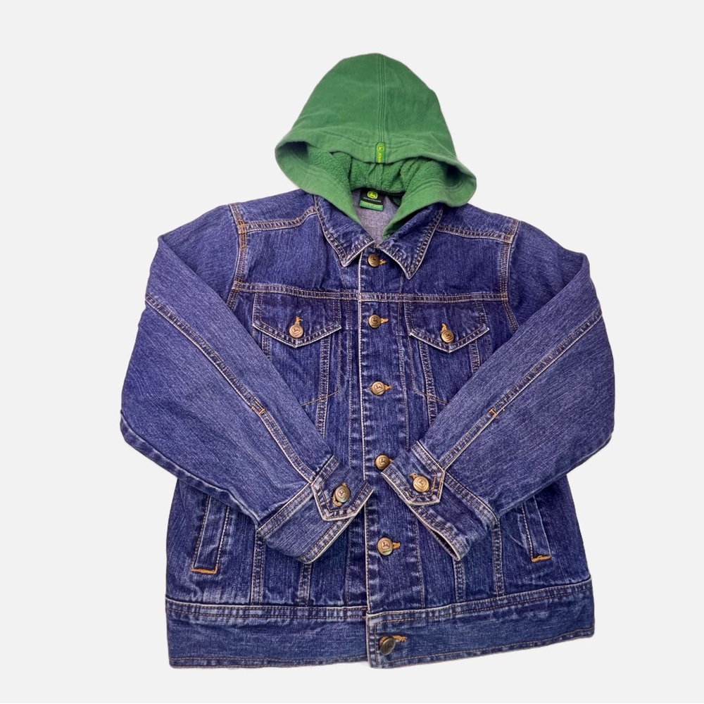 John Deere Denim Blue Jean Removable
Hooded Farm Tractor Jacket Boys Size 10/12